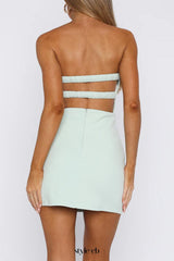 backless Strapless slim Mini Dress in Mint