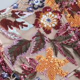 RUFFLE FLORAL SEQUIN EMBROIDERED MINI DRESS