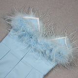 FEATHER MINI DRESS IN ROYAL BLUE