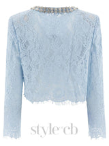 carol lace embellished top in blue
