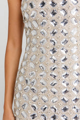 sabrina Silver rhinestone embellished mini Dress