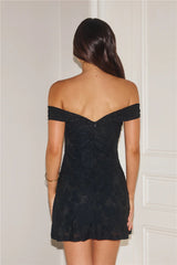Off Shoulder backless Mini Dress in Black