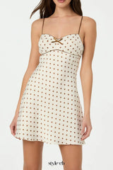 Satin Polka Dot Mini Dress in ivory