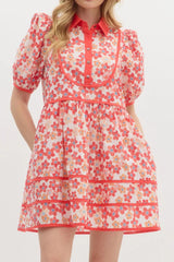 Floral Print Collared Mini Dress