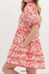 Floral Print Collared Mini Dress