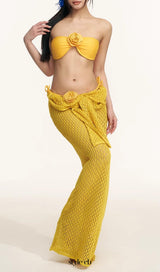 Dillan Yellow Flower Three-Piece Swimsuit