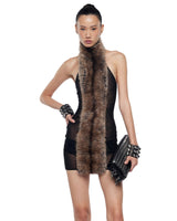 eartha Strapless Mesh Furry Mini Dress