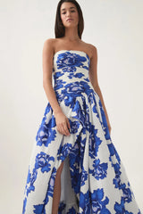 nancy Violette Bubble Hem Maxi Dress in cobalt