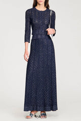 alexandra Strass knit cropped cardigan in navy blue