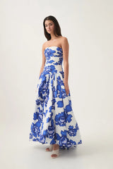 nancy Violette Bubble Hem Maxi Dress in cobalt
