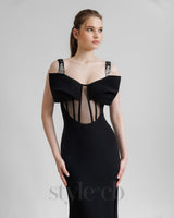 Sleeveless Corset maxi Dress in black