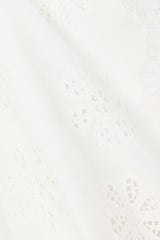 lace trim embroidery hollow midi dress in white