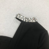 crystal embellished One-Sleeve Cut-Out Maxi Dress in black