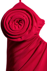 Rose Appliqué Strappy maxi Dress in red