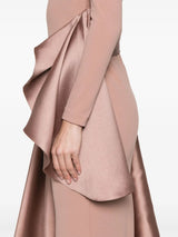 miranda ruffle trim long sleeve maxi dress in pink