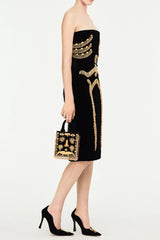 yuri Skeleton tassel embellished Bustier mini Dress in black