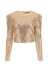 trista sequin skirt top suit in gold