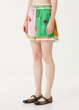 lesley Patterned Silk Shorts shirt set