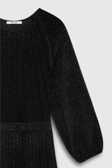 Knitted Dress in Black Metallic Midi