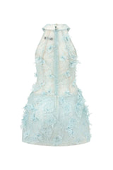 Floral Lace Mini Dress In blue