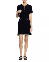 simona hollow knit Mini dress in black