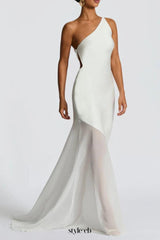 Lace-up beveled back satin maxi dress in ivory