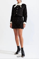 marjorie Velvet jewel co-ord - Black