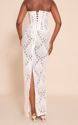 White Textured Floral Lace Maxi Skirt