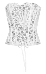 White Textured Sheer Floral Lace Corset