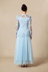 Elizabeth Butterfly Embroidered Lace Maxi Dress
