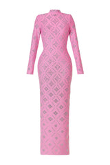 katherine pink Straight Cut diamond maxi Dress