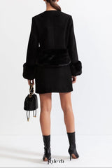 maureen Faux fur Co-Ord with jacket and skirt - Black