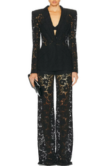 elvira v-neck Lace Blazer set in black
