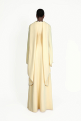 murray Yellow Pearl Trim Shawl Detail Maxi Dress