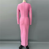 katherine pink Straight Cut diamond maxi Dress