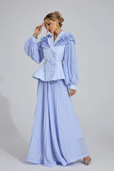 josephine Light Blue Flounce skirt blazer Two-Piece Set