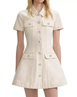 vanessa Cream Collared Denim Mini Dress