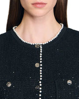 Jody Black Tweed Vest with Pearls embellished