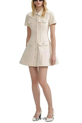 vanessa Cream Collared Denim Mini Dress