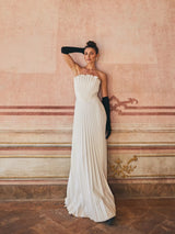 Carlotta White Strapless Pleated Maxi Dress