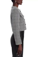virginia Houndstooth Crystal Trim Jacket - Black/White
