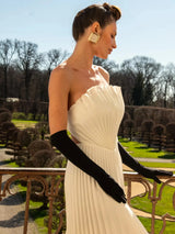 Carlotta White Strapless Pleated Maxi Dress