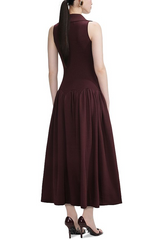 meredith Ribbed Midi Dress in brick red