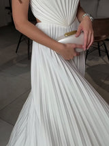 Carlotta White Strapless Pleated Maxi Dress