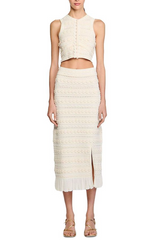 Crochet Trim Knit Skirt in ecru