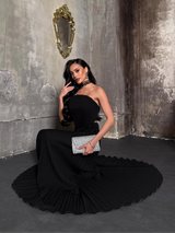 Carlotta Black Strapless Pleated Maxi Dress