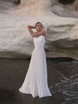 Carlotta White Strapless Pleated Maxi Dress