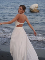 Carlotta White Strapless Pleated Maxi Dress