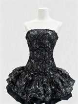 katherine Embroidered Lace Ruffle Mini Dress in pink