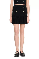 marcia black Double Breasted Ruffle Mini Skirt